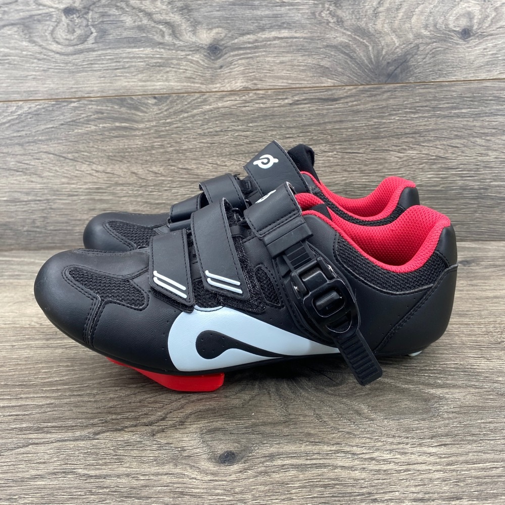 Peloton Cycling Shoes Womens 38 Black Red Indoor Spin Bike Cleats Included